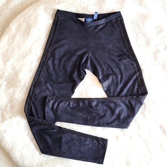 Adidas Dark Blue Camouflage Camo 3 Stripe Black Leggings Small - Picture 2 of 12